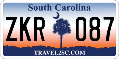 SC license plate ZKR087