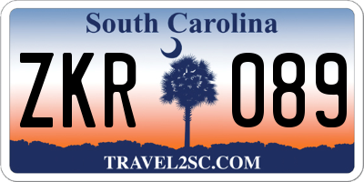 SC license plate ZKR089