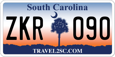 SC license plate ZKR090
