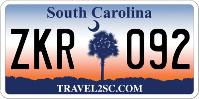 SC license plate ZKR092