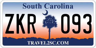 SC license plate ZKR093