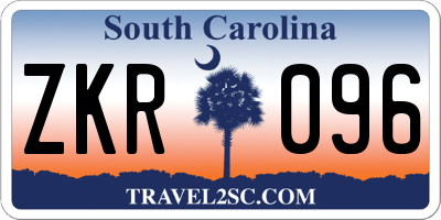 SC license plate ZKR096