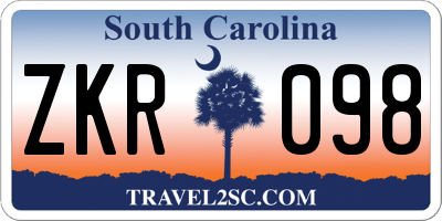 SC license plate ZKR098