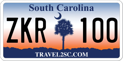 SC license plate ZKR100