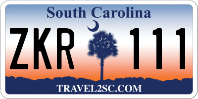 SC license plate ZKR111