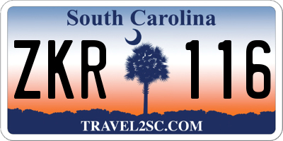 SC license plate ZKR116