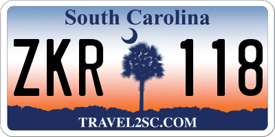 SC license plate ZKR118