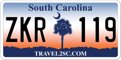 SC license plate ZKR119