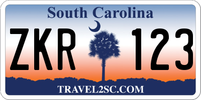 SC license plate ZKR123