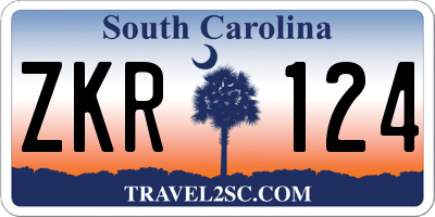 SC license plate ZKR124