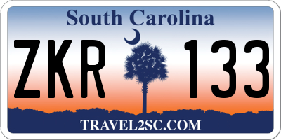 SC license plate ZKR133