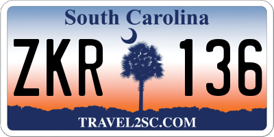 SC license plate ZKR136