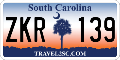 SC license plate ZKR139
