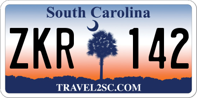 SC license plate ZKR142