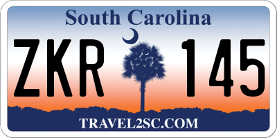 SC license plate ZKR145