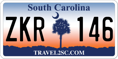 SC license plate ZKR146
