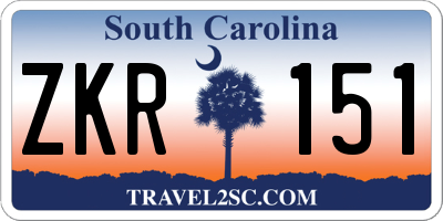 SC license plate ZKR151