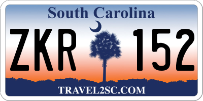 SC license plate ZKR152