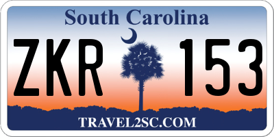 SC license plate ZKR153