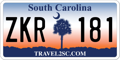 SC license plate ZKR181
