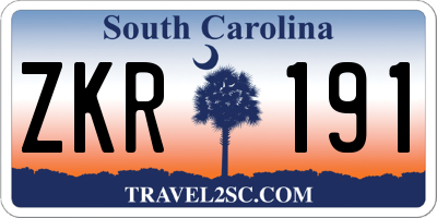 SC license plate ZKR191