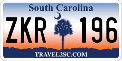 SC license plate ZKR196