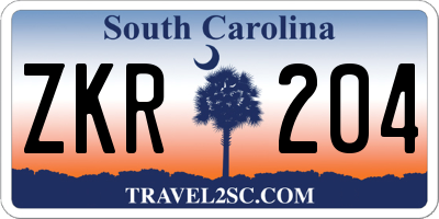 SC license plate ZKR204