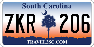 SC license plate ZKR206