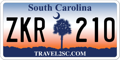 SC license plate ZKR210