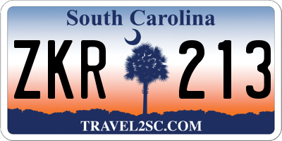 SC license plate ZKR213