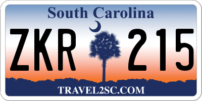 SC license plate ZKR215