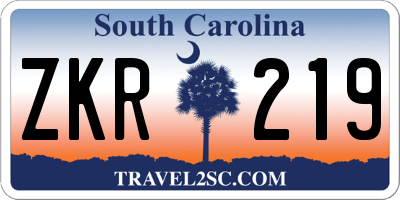 SC license plate ZKR219