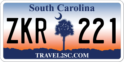 SC license plate ZKR221