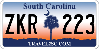 SC license plate ZKR223
