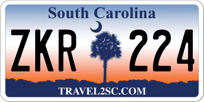 SC license plate ZKR224