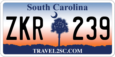SC license plate ZKR239