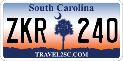 SC license plate ZKR240