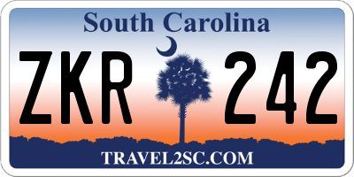 SC license plate ZKR242