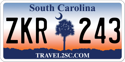 SC license plate ZKR243