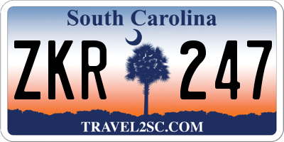 SC license plate ZKR247