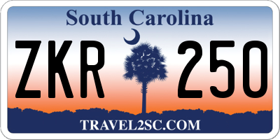 SC license plate ZKR250