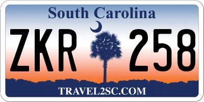 SC license plate ZKR258