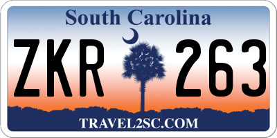 SC license plate ZKR263
