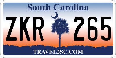 SC license plate ZKR265