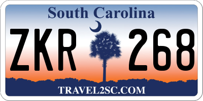 SC license plate ZKR268