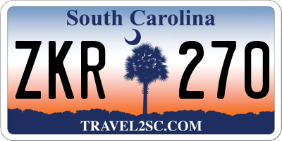 SC license plate ZKR270