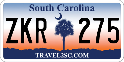 SC license plate ZKR275
