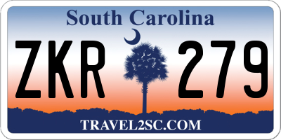 SC license plate ZKR279