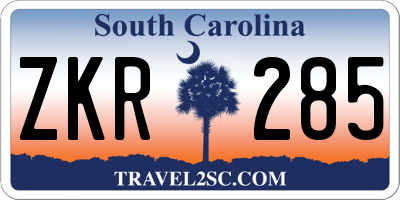 SC license plate ZKR285