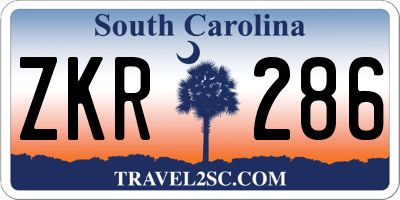 SC license plate ZKR286